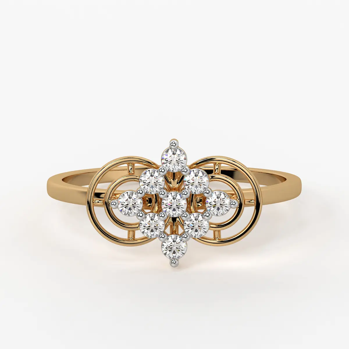 Circle Bloom Cluster Ladies Ring