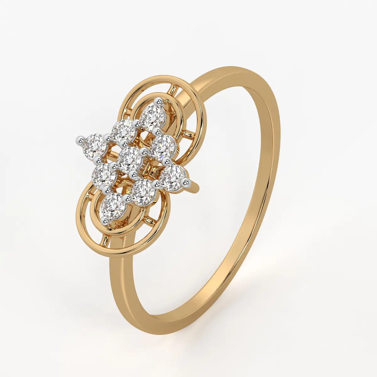 Circle Bloom Cluster Ladies Ring