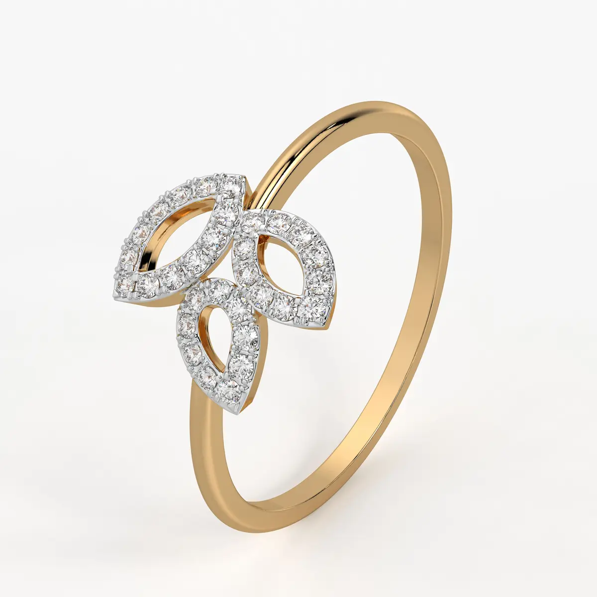 Triple Leaf Cluster Ladies Ring