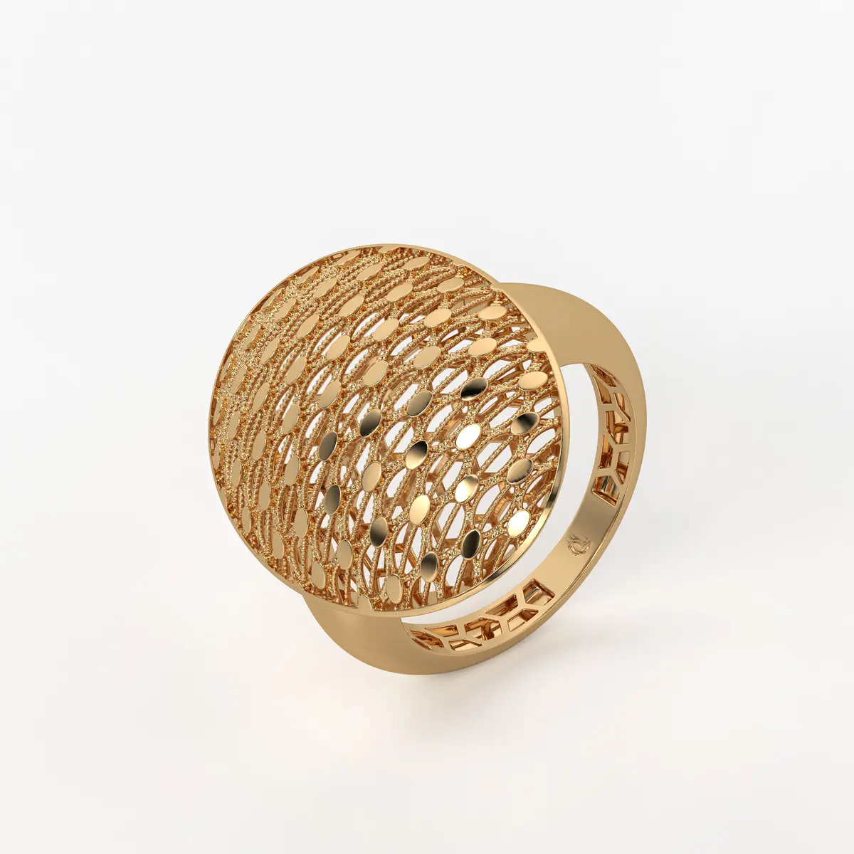 Oval Honeycomb Filigree Ladies Ring