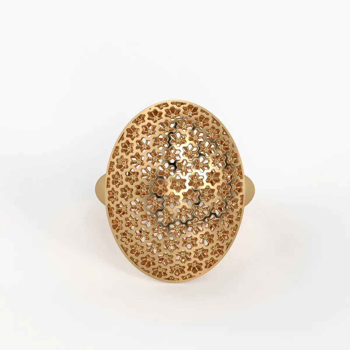Floral Honeycomb Oval Ladies Ring