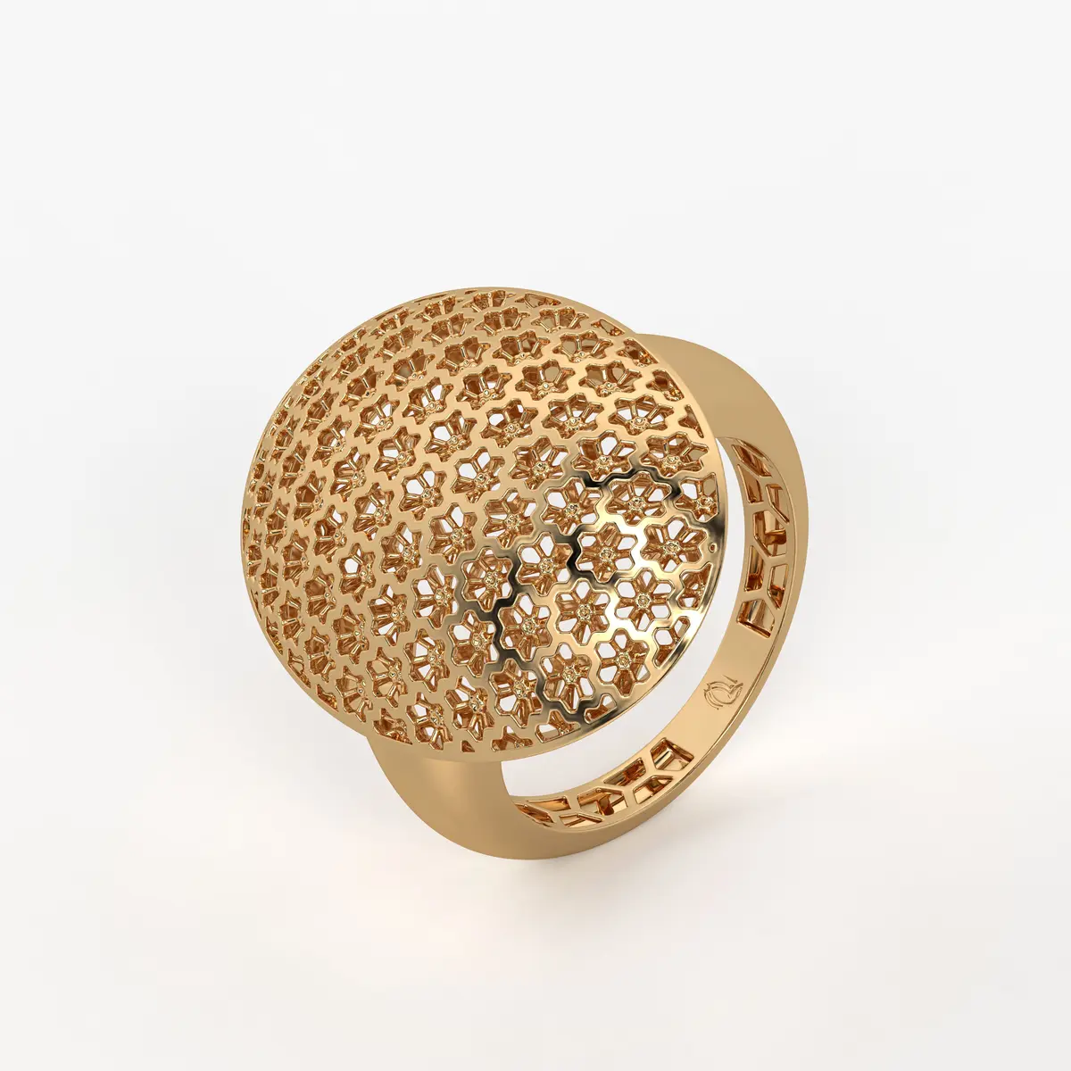 Floral Honeycomb Oval Ladies Ring
