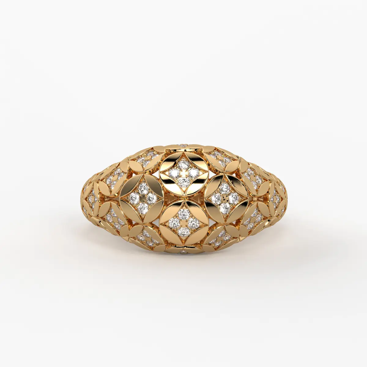 Floral Lattice Band Ladies Ring