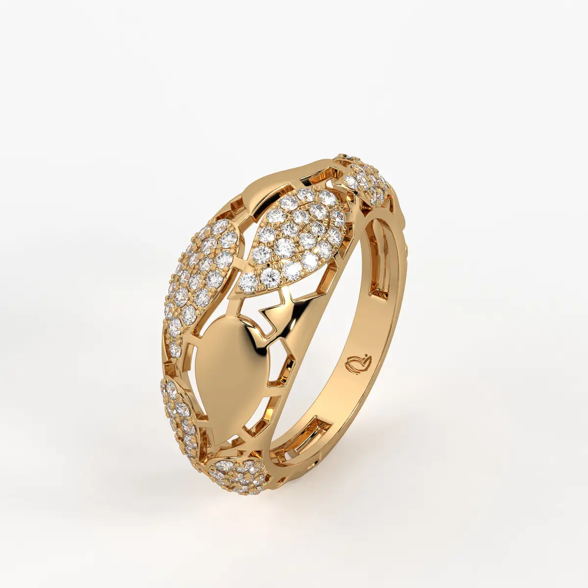 Floral Oval Cluster Ladies Ring