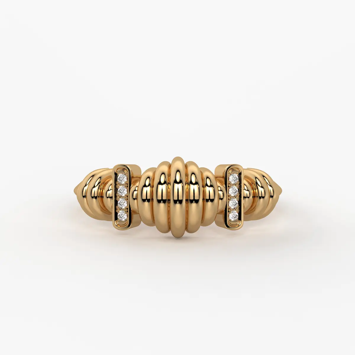 Ribbed Bar Accent Ladies Ring