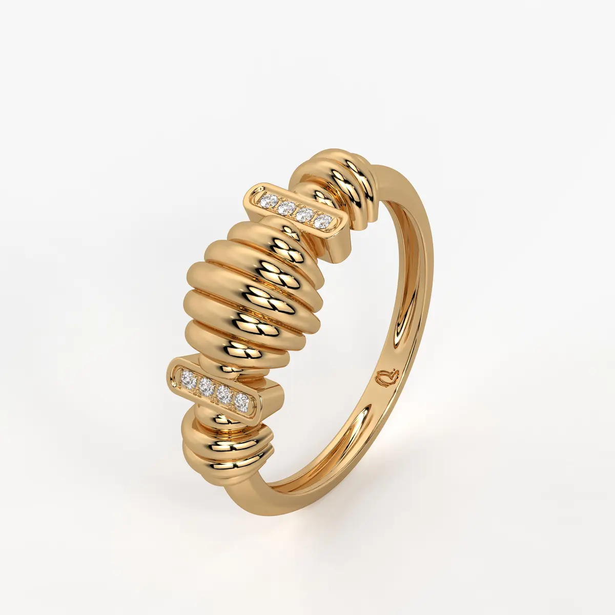 Ribbed Bar Accent Ladies Ring