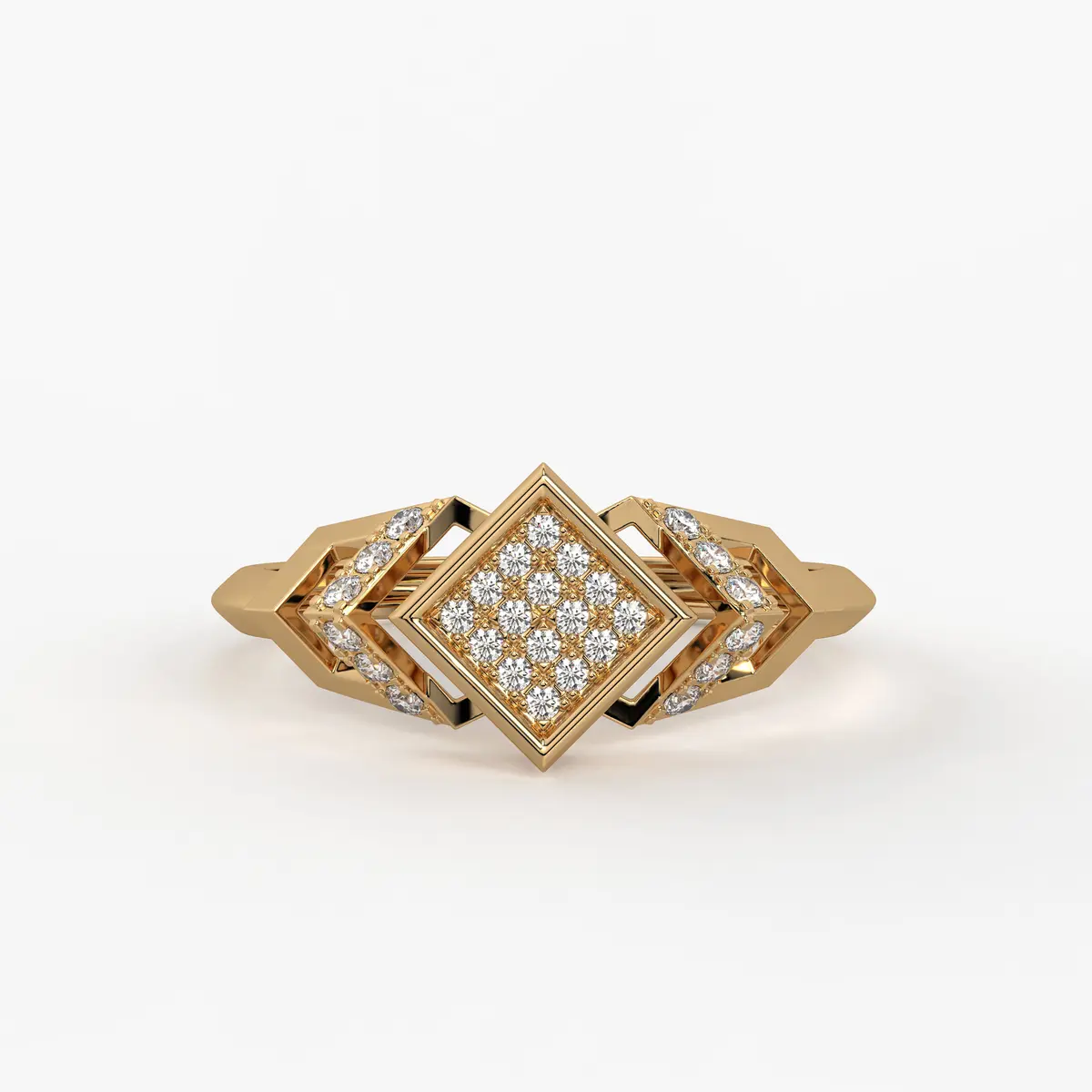 Square Halo Cluster Ladies Ring