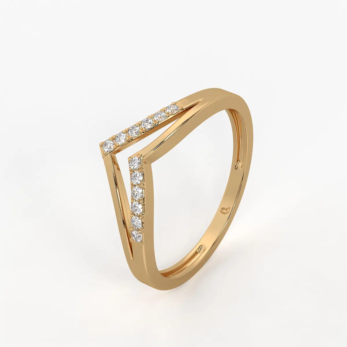 Twist Chevron Pavé Ladies Ring