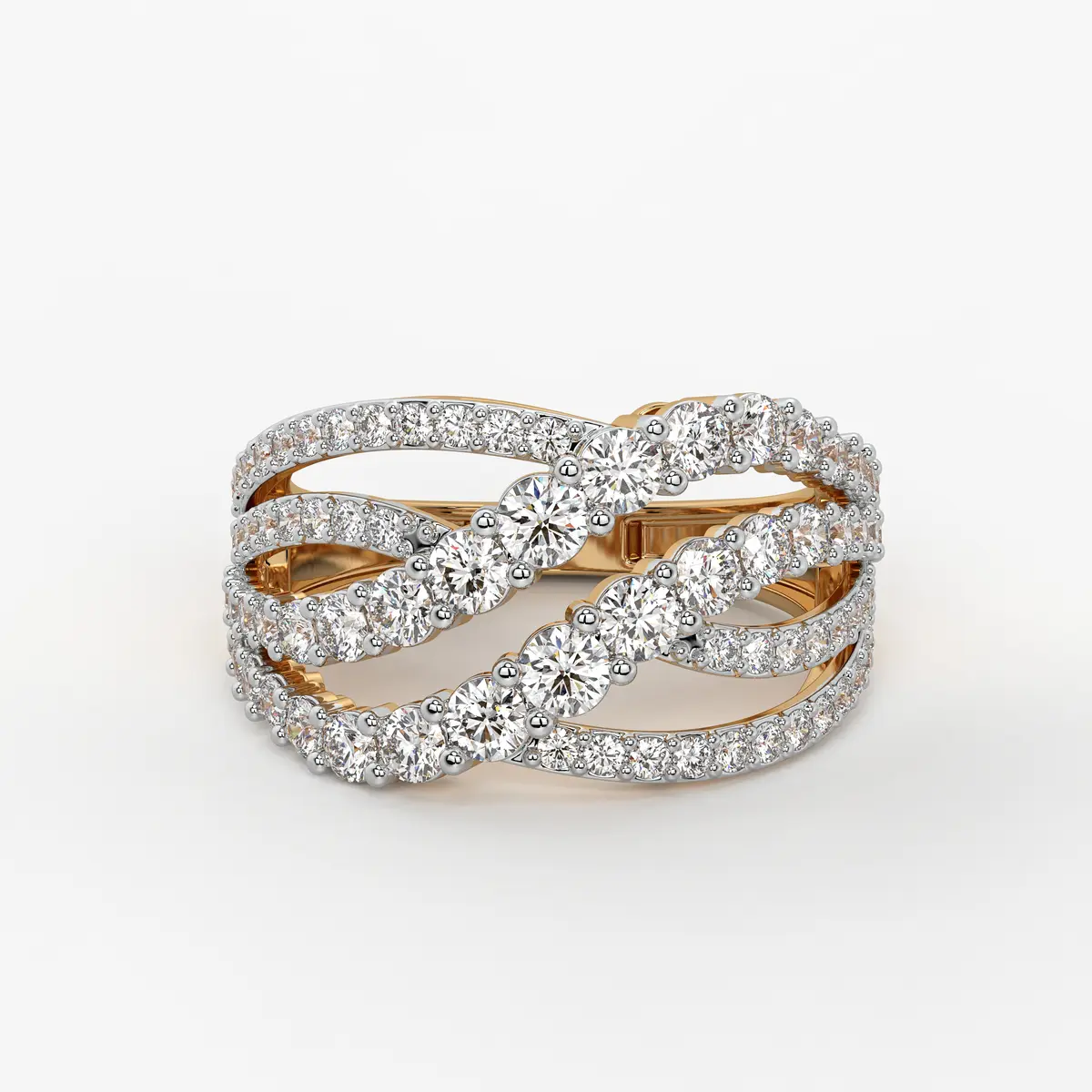 Triple Row Curve Statement Ladies Ring