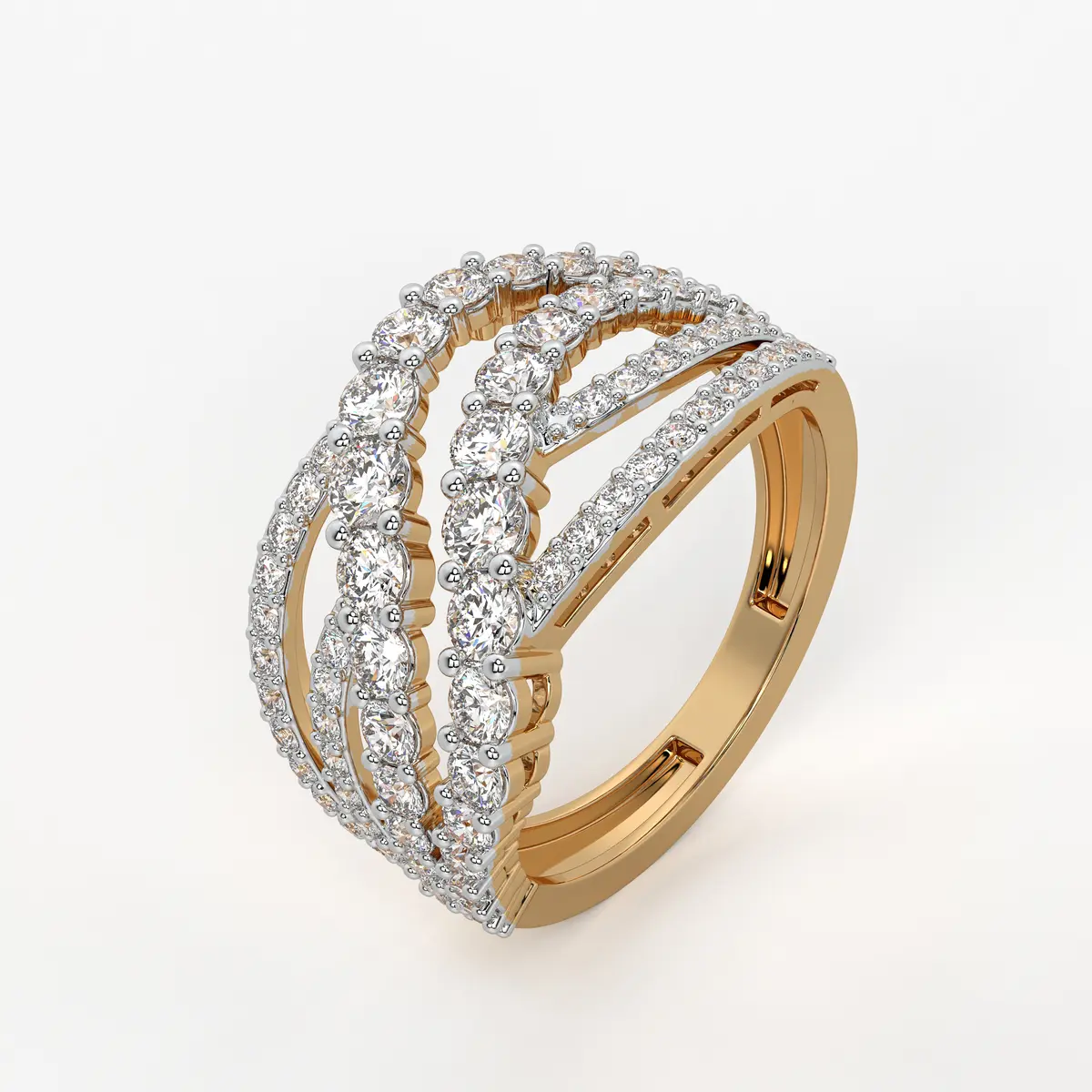 Triple Row Curve Statement Ladies Ring