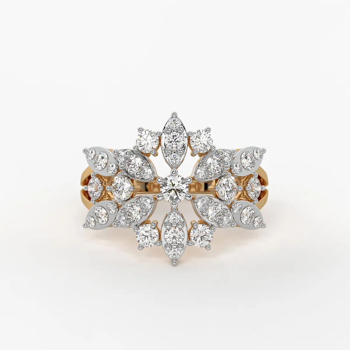 Floral Vine Cluster Ladies Ring