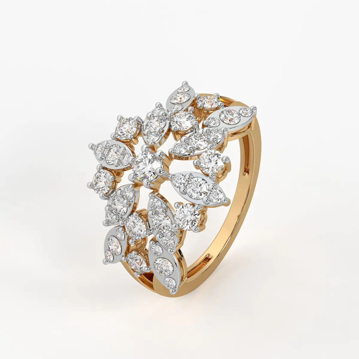 Floral Vine Cluster Ladies Ring