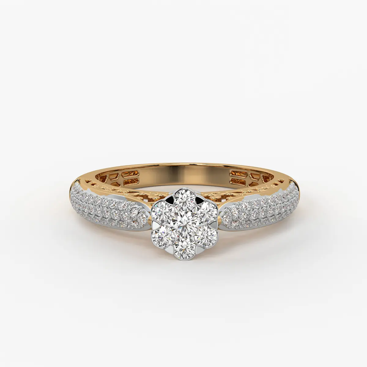 Floral Cluster Pave Ladies Ring