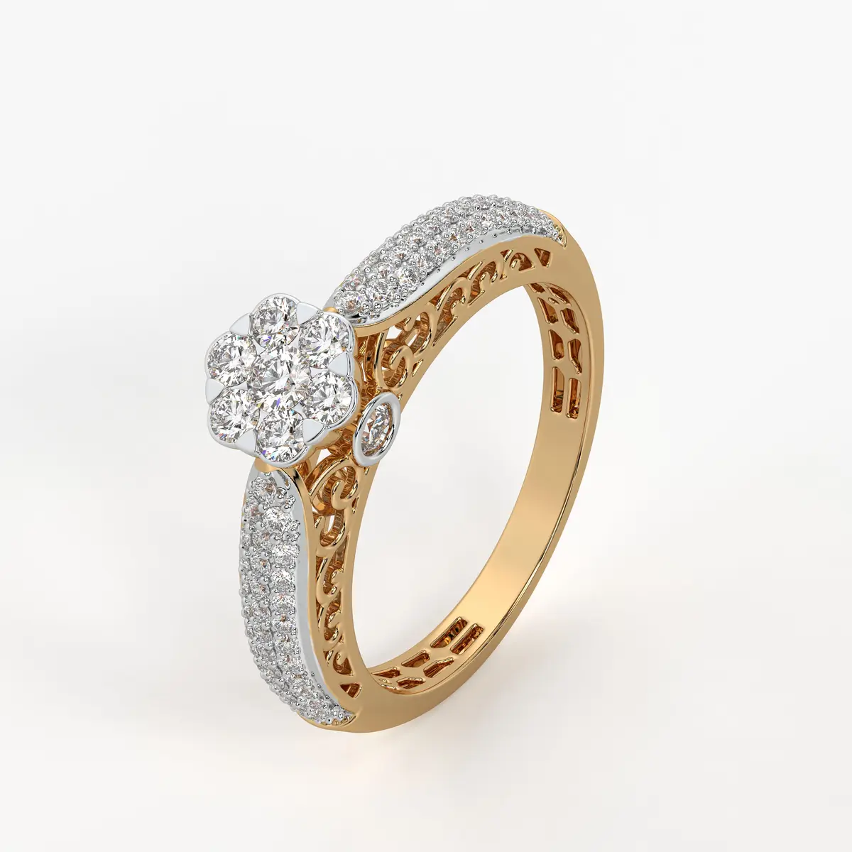 Floral Cluster Pave Ladies Ring