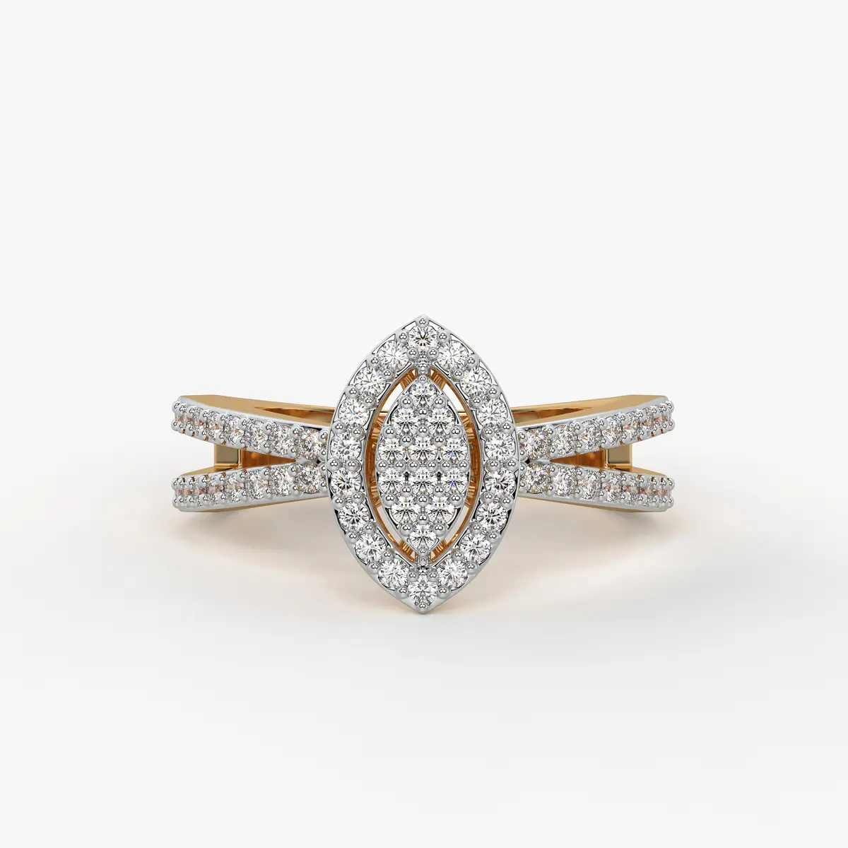 Marquise Halo Split-Shank Ladies Ring