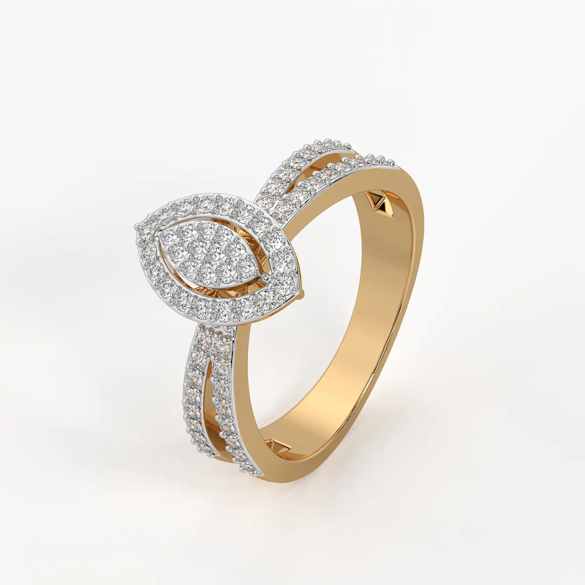Marquise Halo Split-Shank Ladies Ring