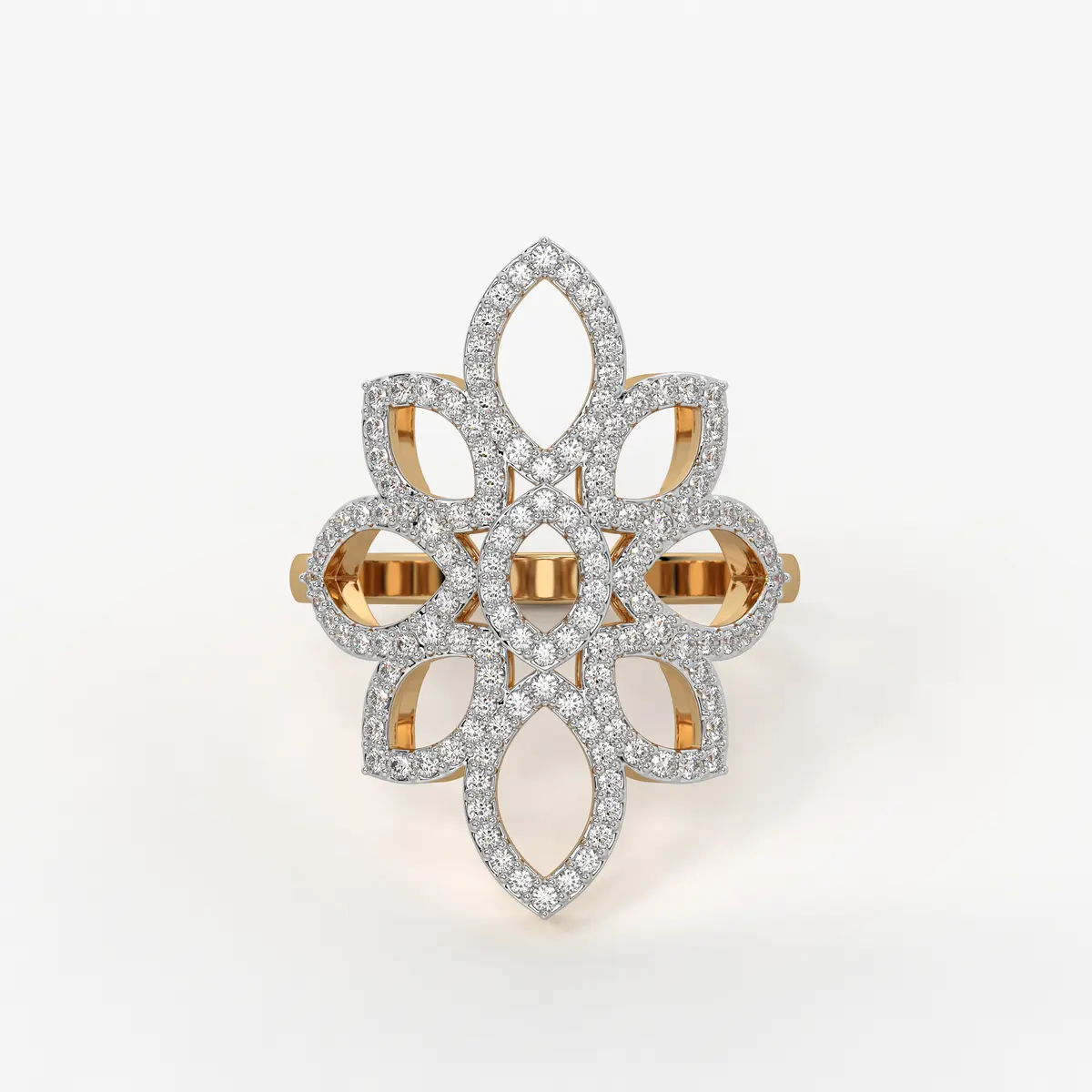 Floral Petal Cluster Ladies Ring