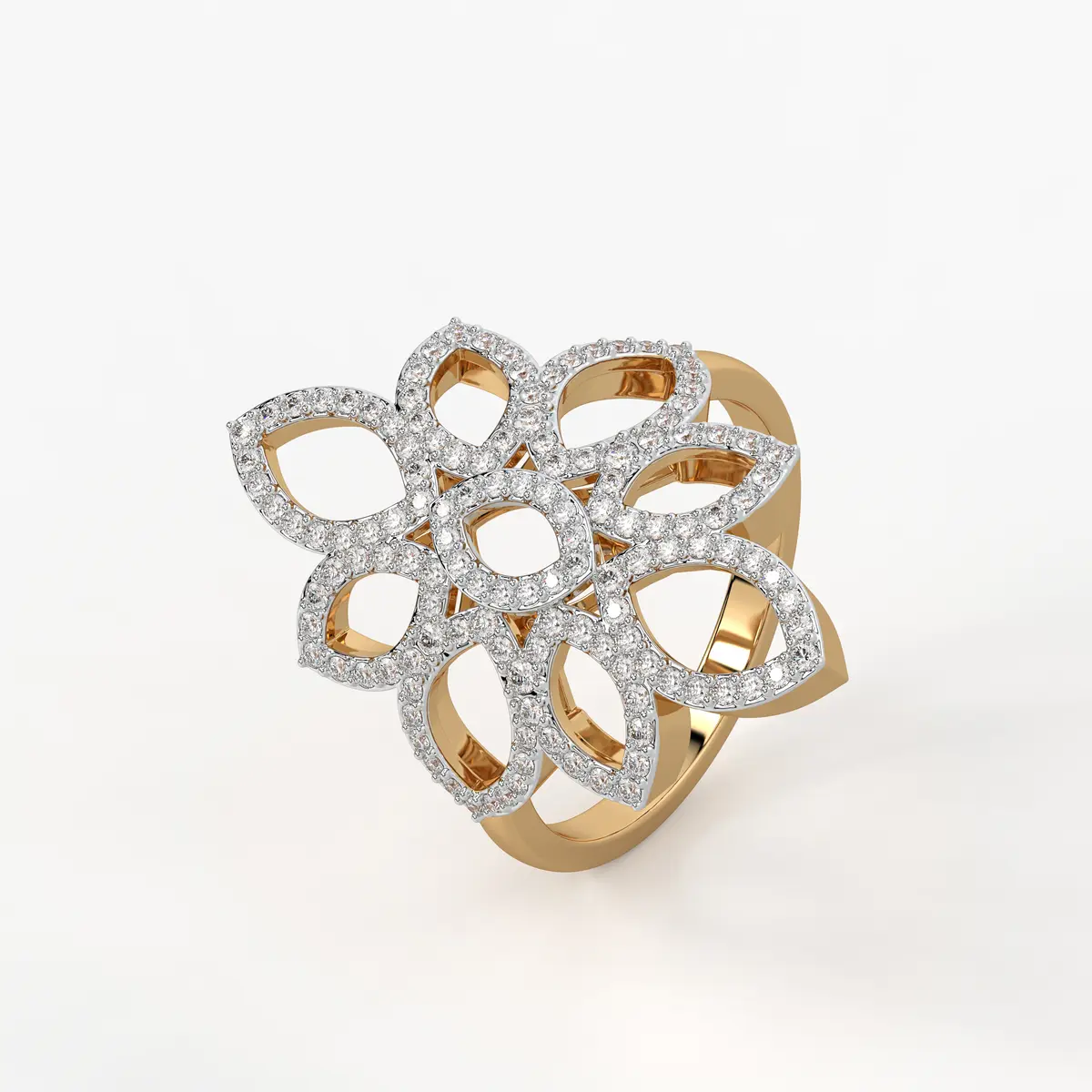 Floral Petal Cluster Ladies Ring