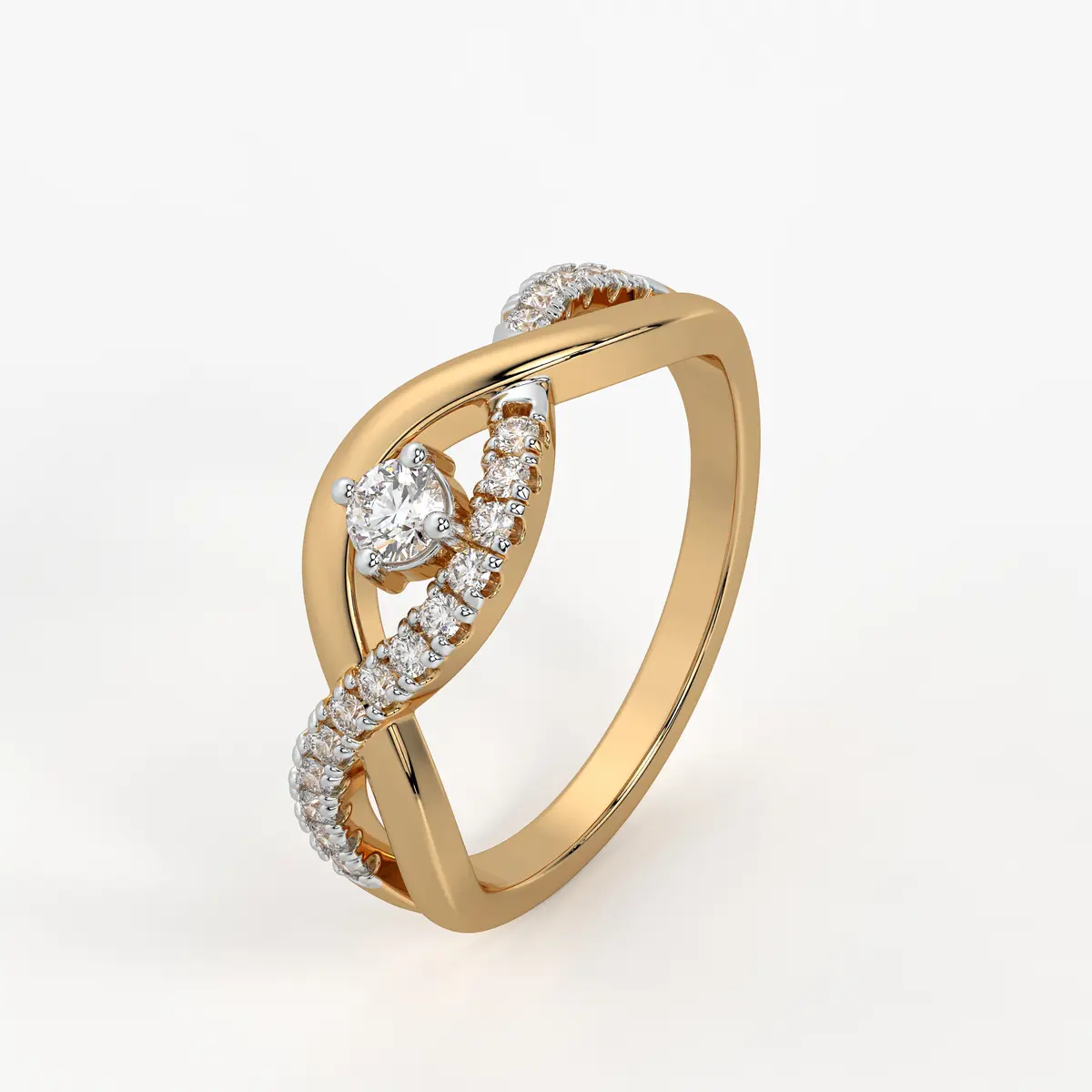 Twist Solitaire Ladies Ring