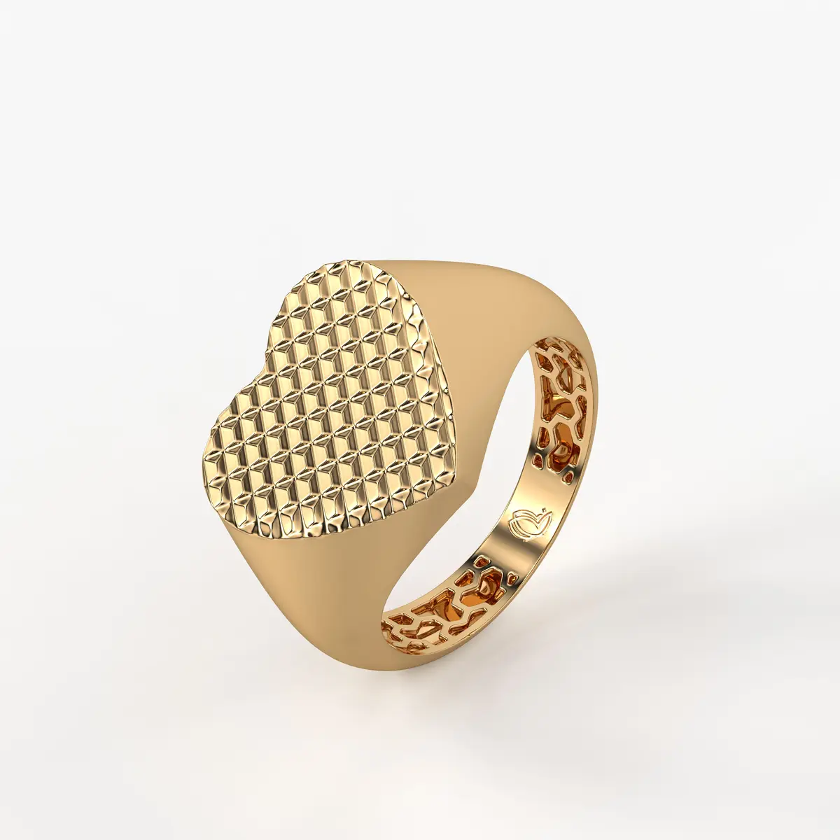 Avelisse Textured Heart Signet Ring