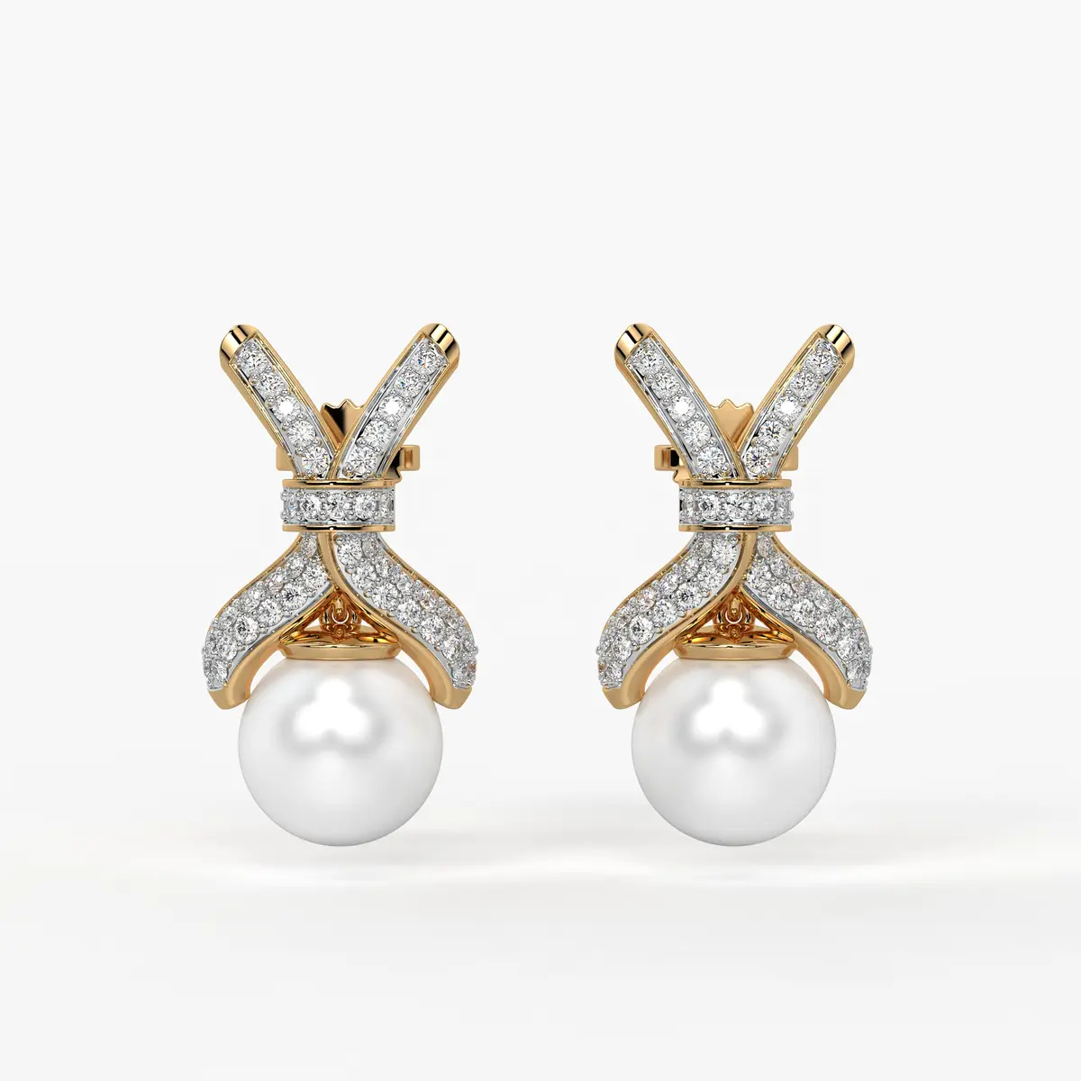Ribbon Pearl Drop Earrings