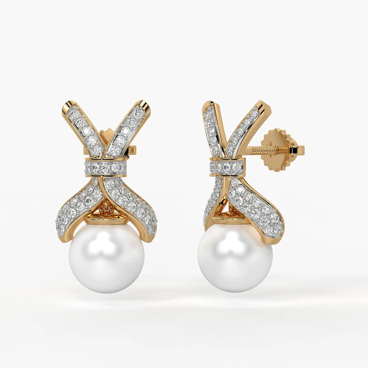 Ribbon Pearl Drop Earrings