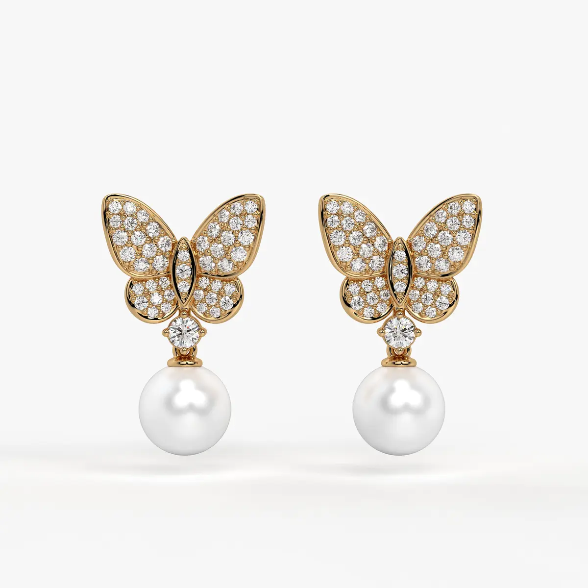 Butterfly Sparkle Pearl Drop Earrings