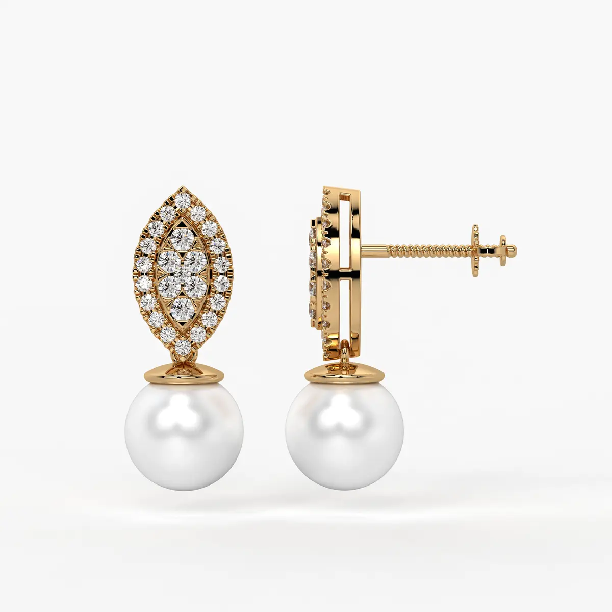 Marquise Cluster Pearl Drop Earrings