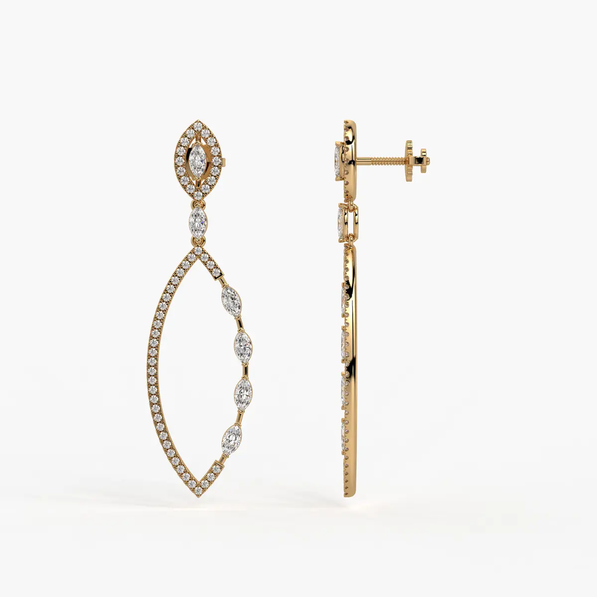 Marquise Halo Dangle Earrings