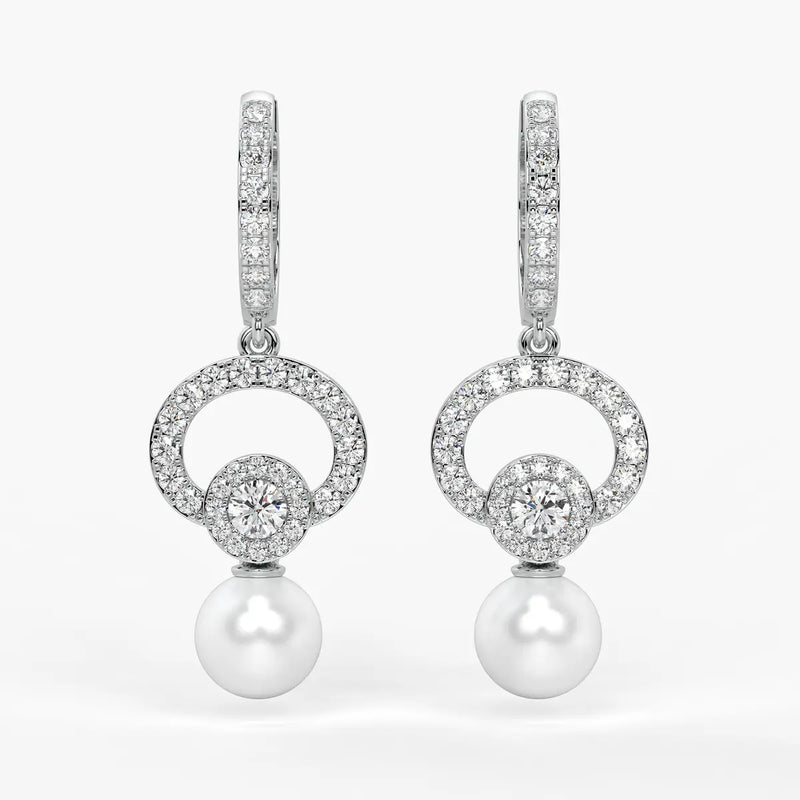 Halo Pearl Drop Earrings
