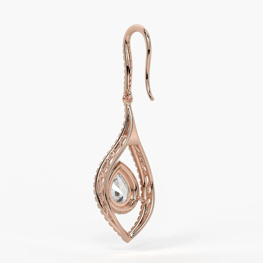 Pear Halo Drop Earrings