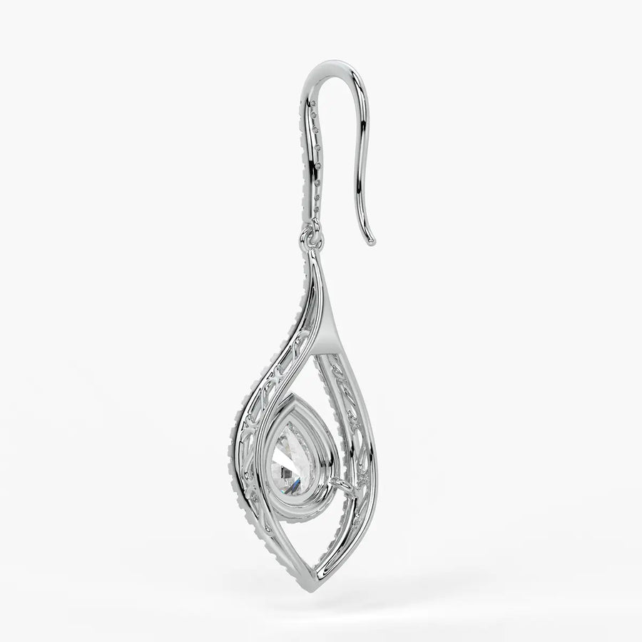 Pear Halo Drop Earrings