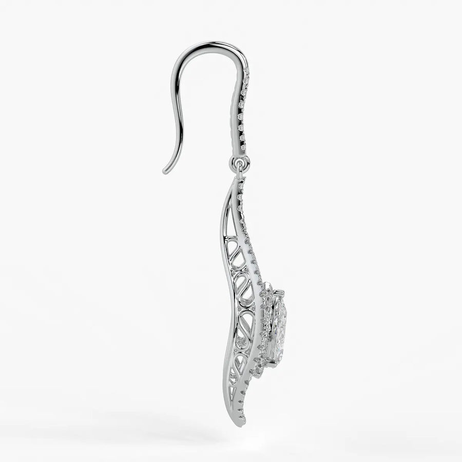 Pear Halo Drop Earrings