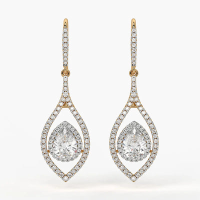 Pear Halo Drop Earrings