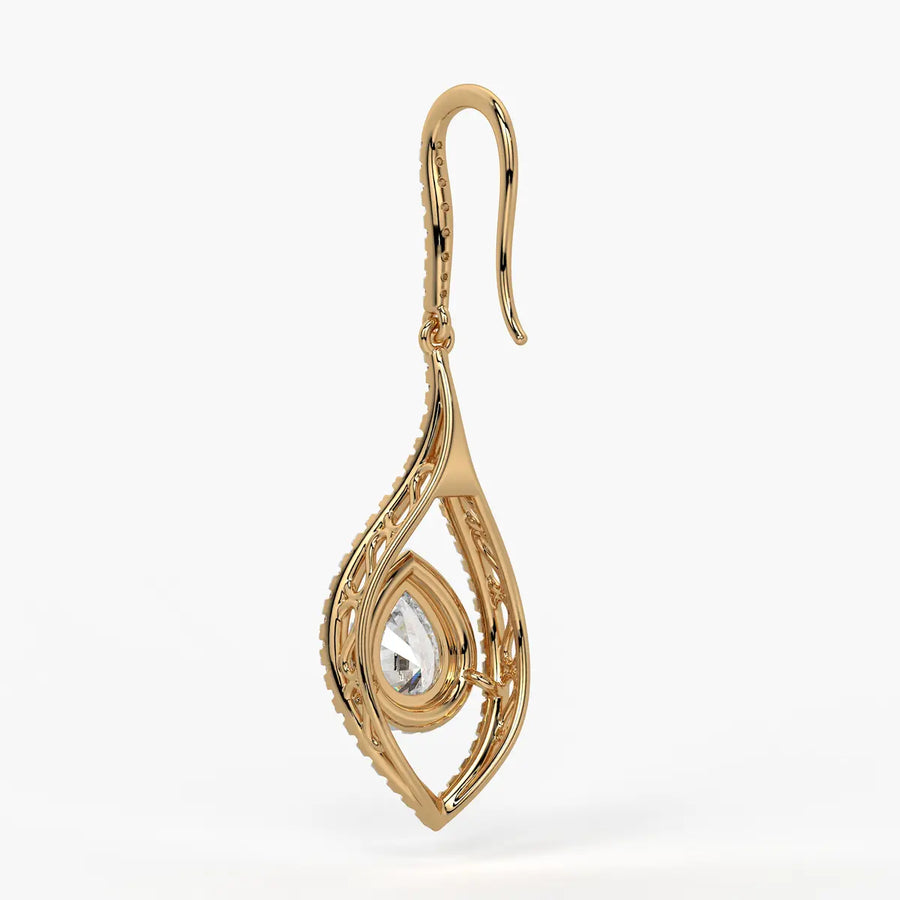 Pear Halo Drop Earrings