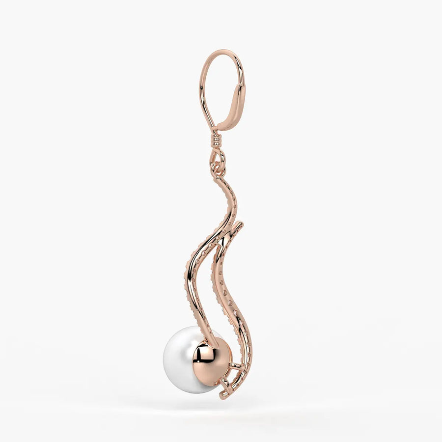 Wave Pearl Drop Earrings