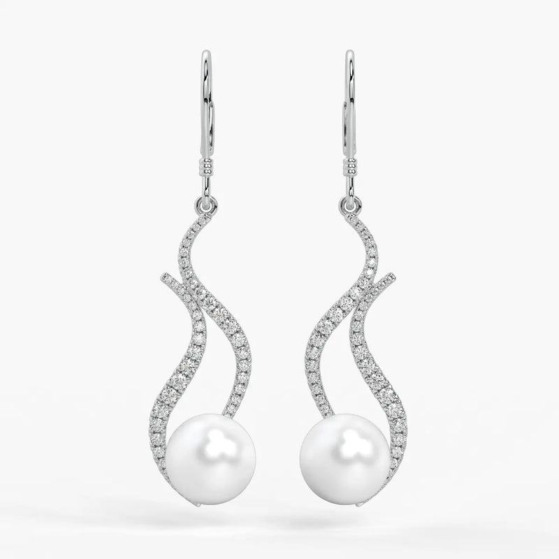 Wave Pearl Drop Earrings