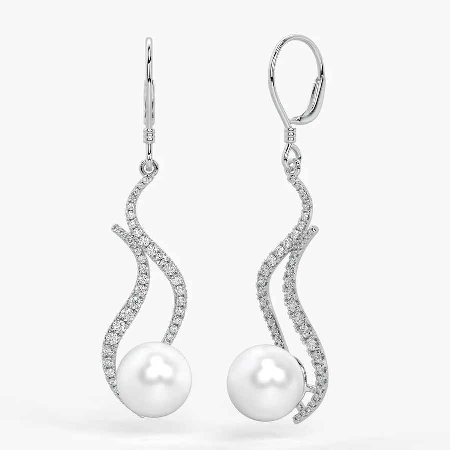 Wave Pearl Drop Earrings