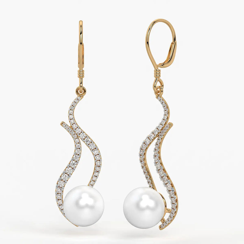 Wave Pearl Drop Earrings
