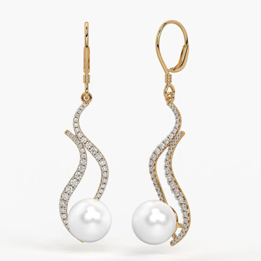 Wave Pearl Drop Earrings
