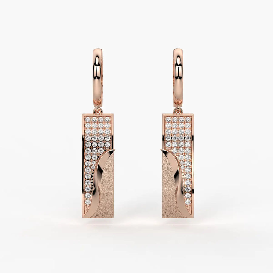 Curved Rectangle Drop Earrings