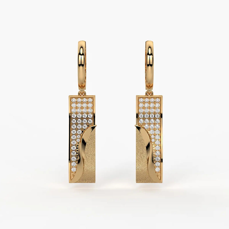Curved Rectangle Drop Earrings