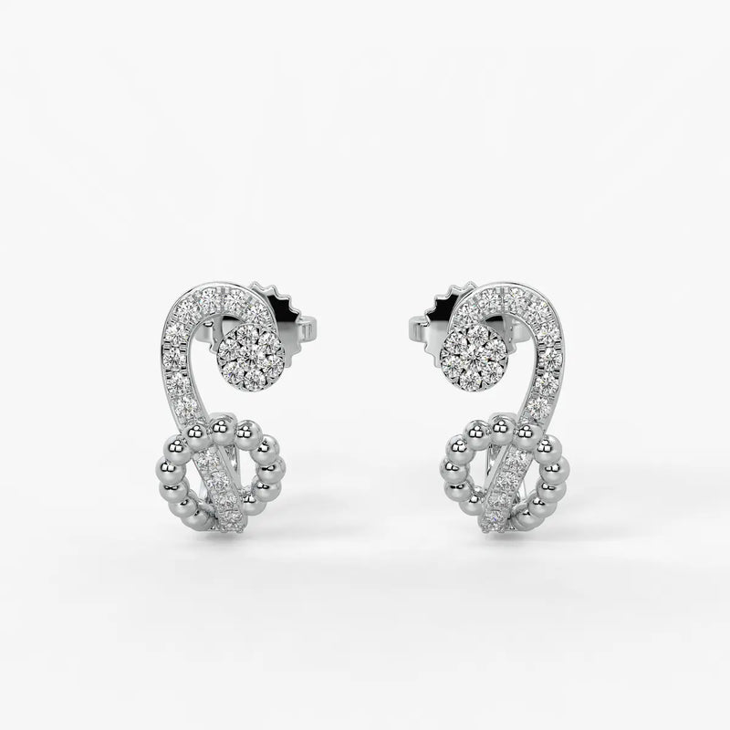 Zivara Beaded Paisley Round Diamond Earrings