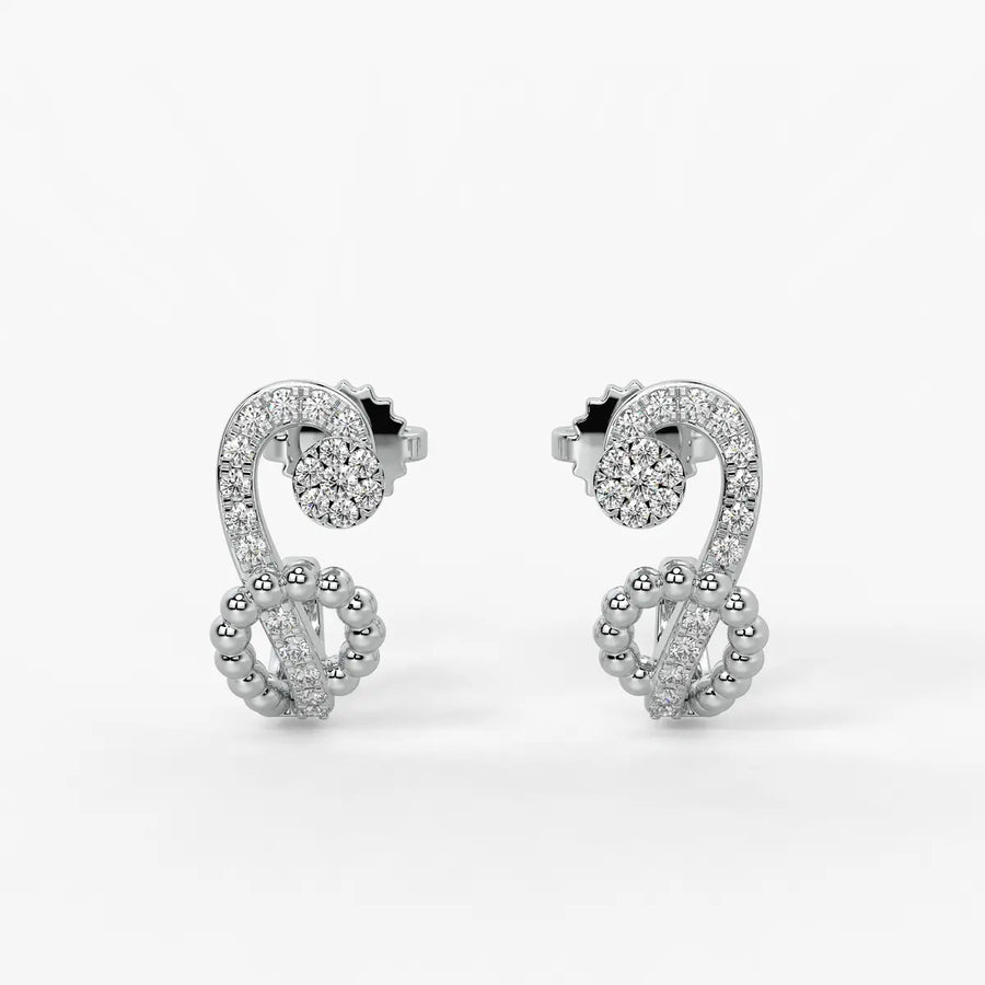 Zivara Beaded Paisley Round Diamond Earrings