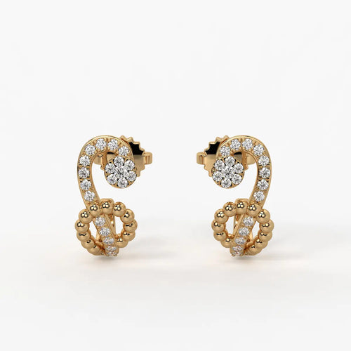 Zivara Beaded Paisley Round Diamond Earrings