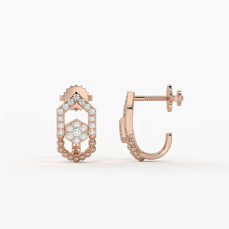 Elariq BeadArc Round Diamond Earrings