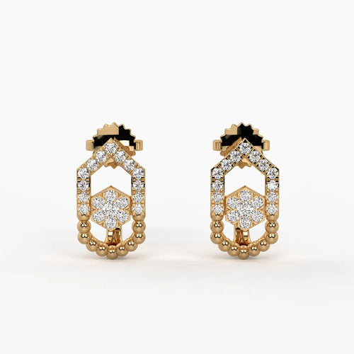 Elariq BeadArc Round Diamond Earrings