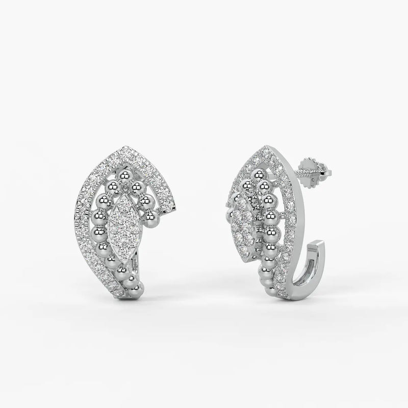 Maravelle BeadBloom Round Diamond Earrings