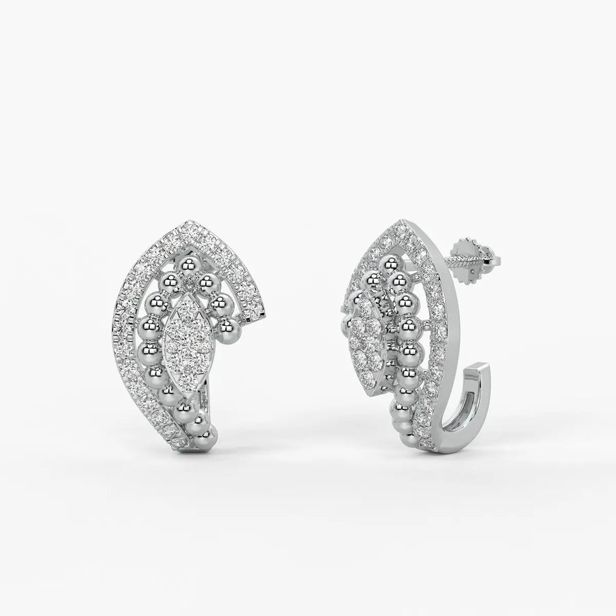 Maravelle BeadBloom Round Diamond Earrings