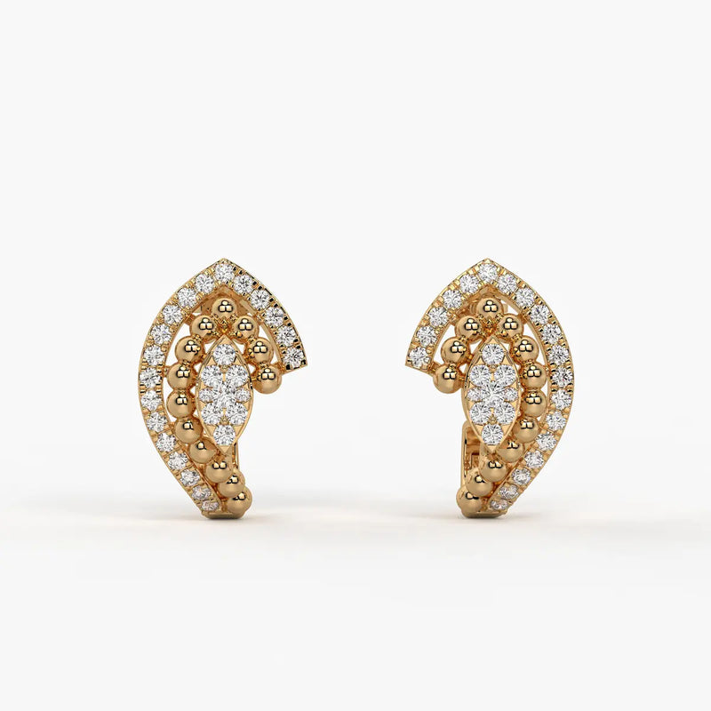 Maravelle BeadBloom Round Diamond Earrings